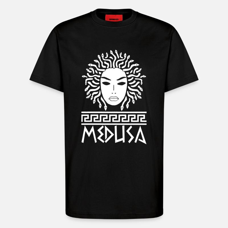 Frau mit Schlangenhaar (weiß) - T-Shirt - made by SPREAD - SOLID BLACK