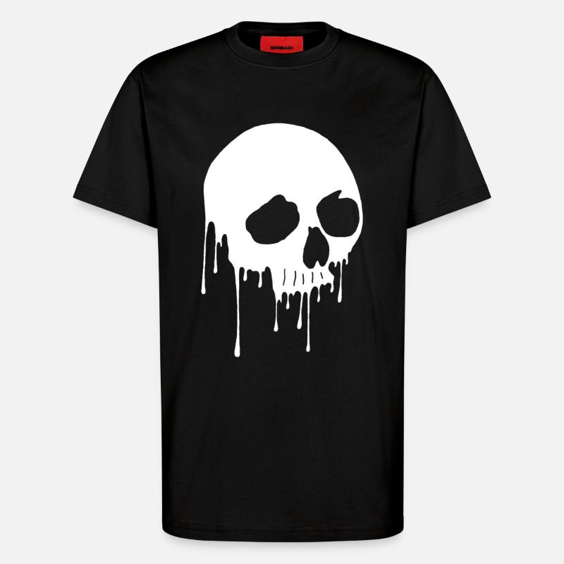 White skull and graffiti - T-Shirt - made by SPREAD - SOLID BLACK