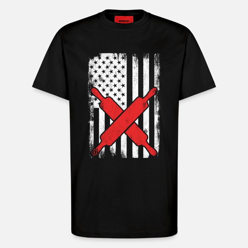 US Flagge Bäcker - T-Shirt - made by SPREAD - SOLID BLACK