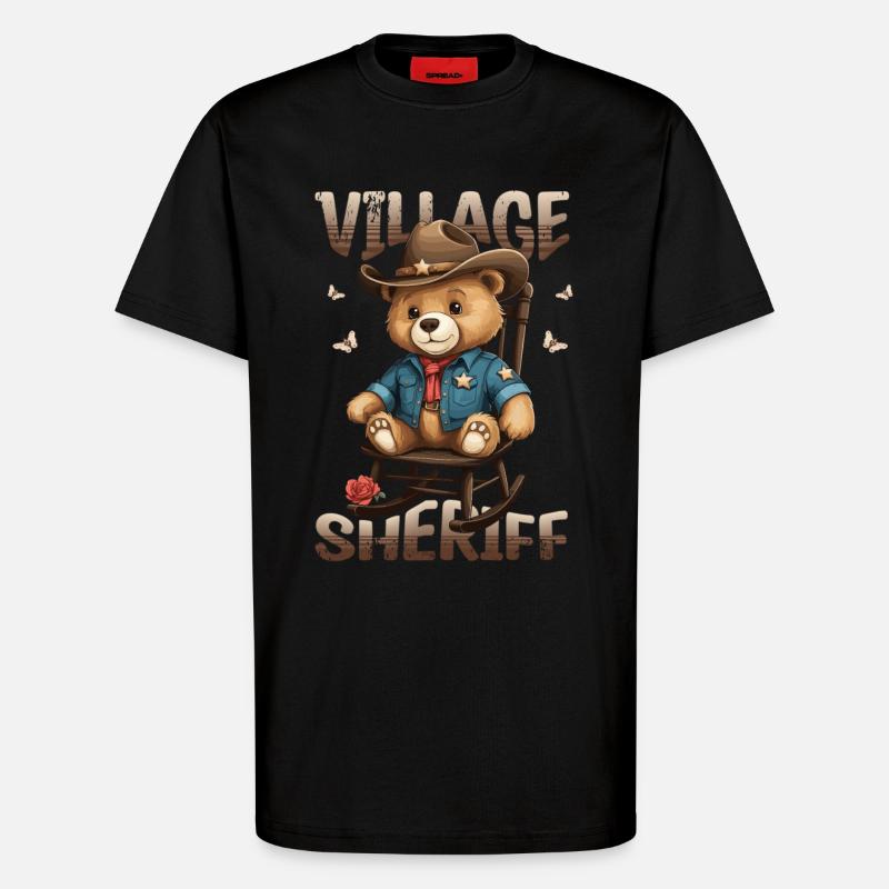 Bär der Dorf Sheriff - T-Shirt - made by SPREAD - SOLID BLACK