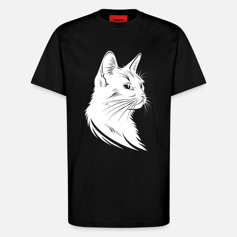Katze Skizze - T-Shirt - made by SPREAD - SOLID BLACK