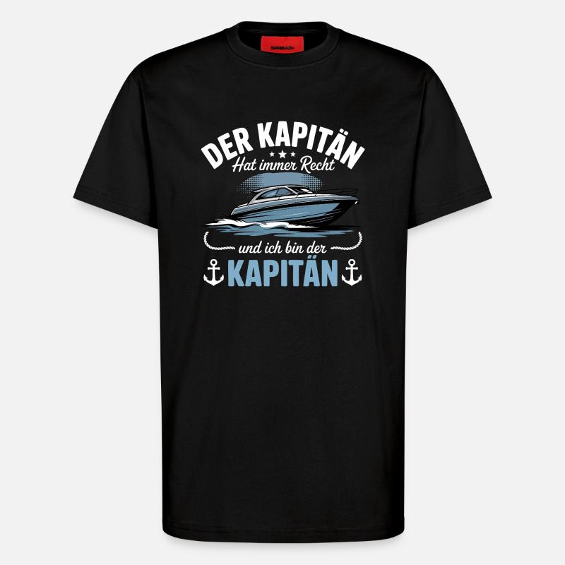 Kapitän Boot Bootsführerschein - T-Shirt - made by SPREAD - SOLID BLACK