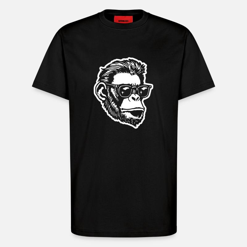 Singe Singe Visage de Singe - T-shirt bio décontracté fabriqué en UE - SOLID BLACK