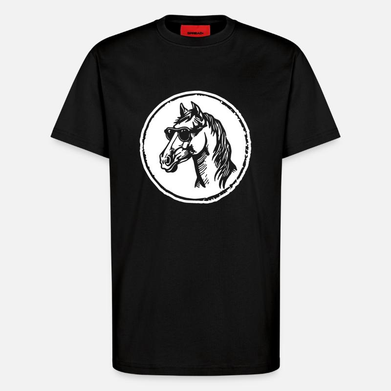 Cheval Chevaux Équitation Cavalier - T-shirt bio décontracté fabriqué en UE - SOLID BLACK