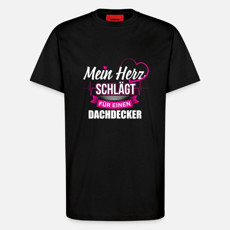 Dachdecker Zimmermann Herz - T-Shirt - made by SPREAD - SOLID BLACK
