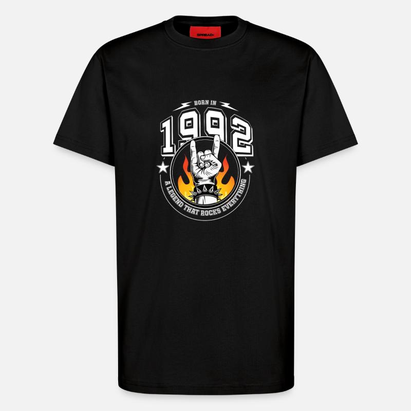 1992 Birthday, rocks everything - T-Shirt - made by SPREAD - SOLID BLACK