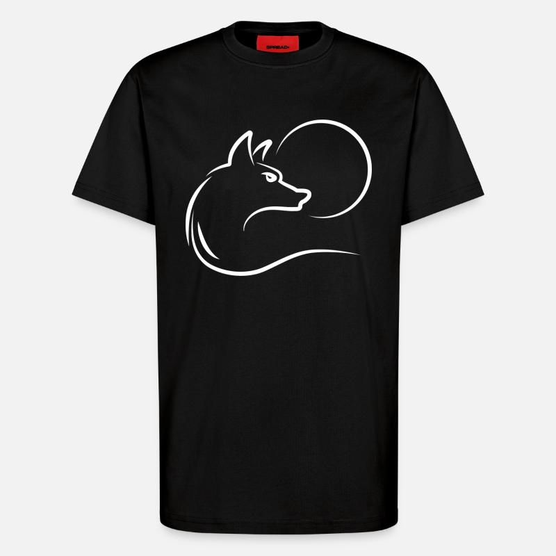 Wolf at full moon - T-Shirt - made by SPREAD - SOLID BLACK
