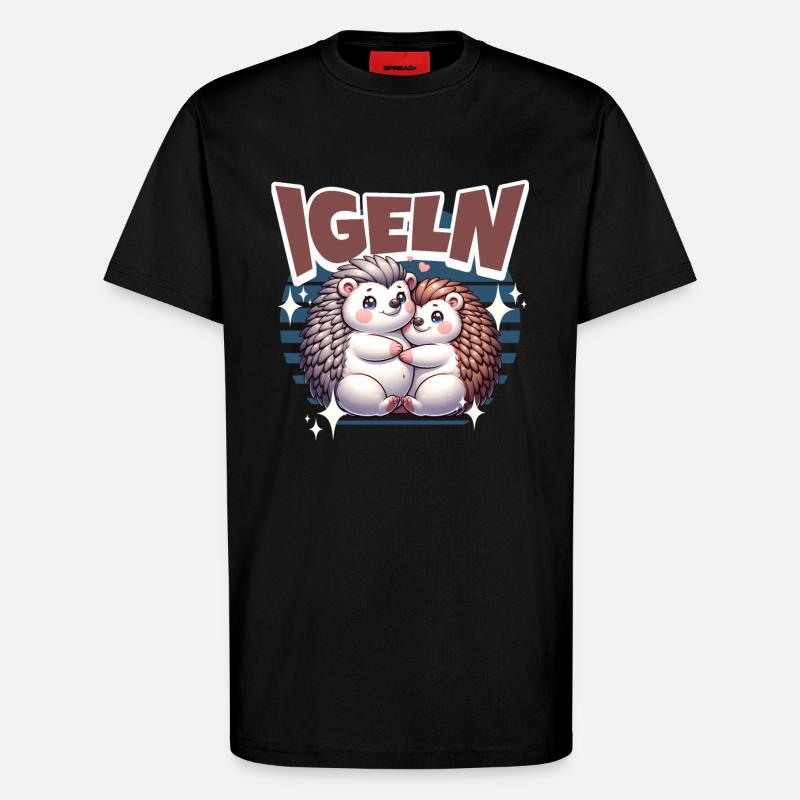 Igel Kuscheln Igeln - T-Shirt - made by SPREAD - SOLID BLACK