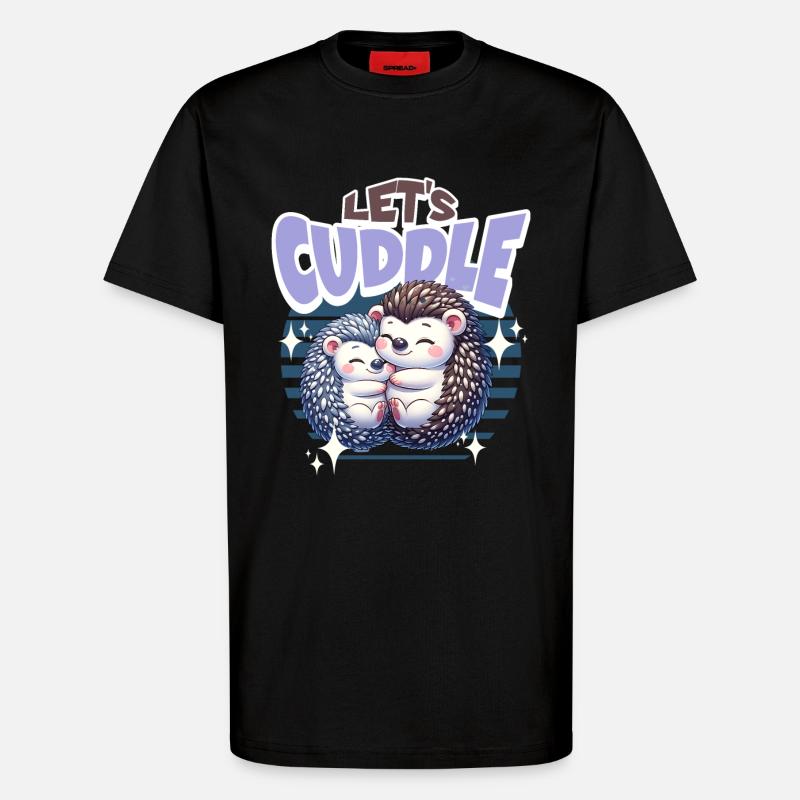 Igel Lets Cuddle - T-Shirt - made by SPREAD - SOLID BLACK