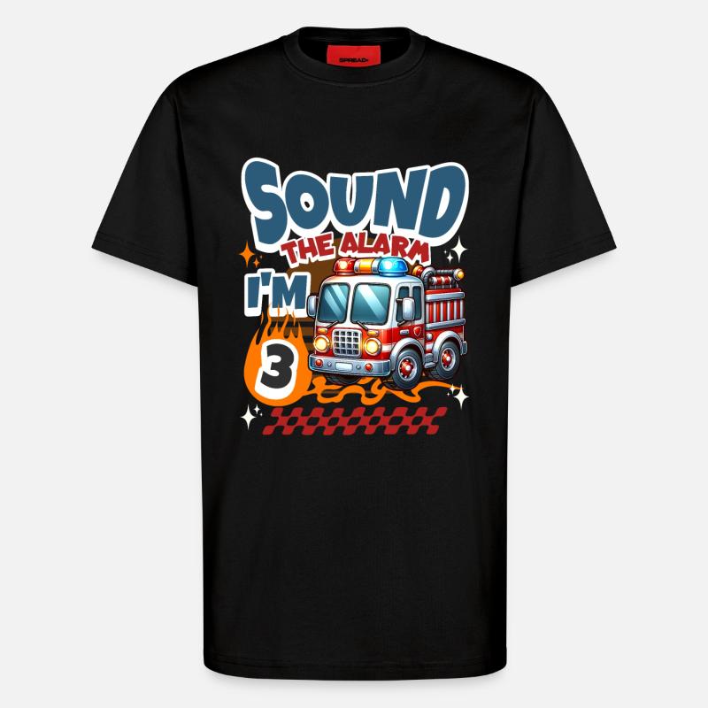 3rd Birthday Fire Brigade - T-Shirt - made by SPREAD - SOLID BLACK