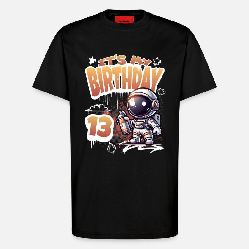 Graffiti Astronaut 13th Birthday - T-Shirt - made by SPREAD - SOLID BLACK