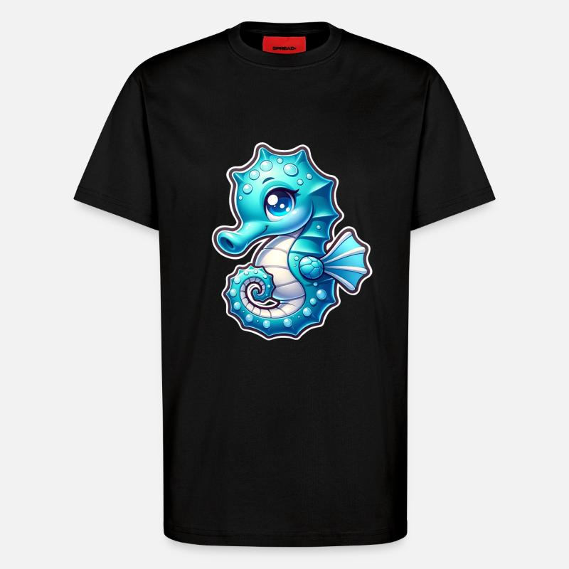 Hippocampe Hippocampe - T-shirt bio décontracté fabriqué en UE - SOLID BLACK