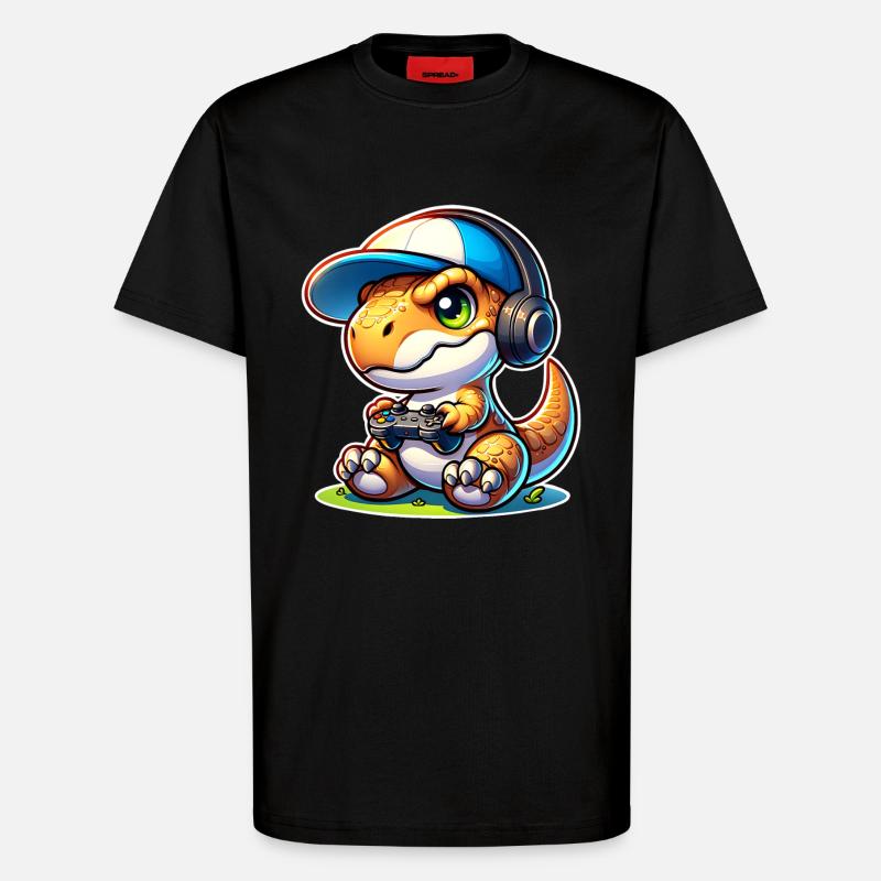 Gaming Dinosaurier T Rex - T-Shirt - made by SPREAD - SOLID BLACK