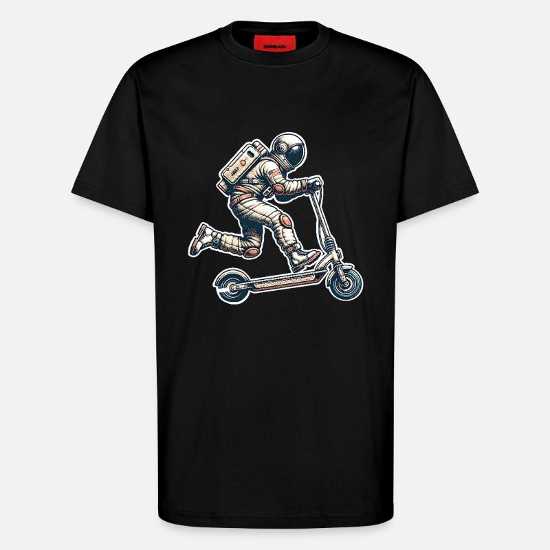 E-Scooter E-Roller Astronaut Scooter - T-Shirt - made by SPREAD - SOLID BLACK
