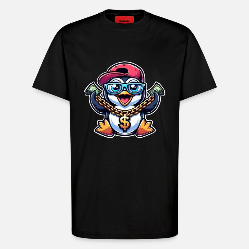 Penguin - T-Shirt - made by SPREAD - SOLID BLACK