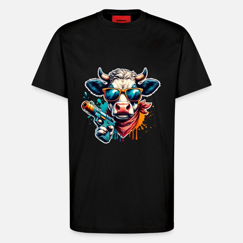 Pistolet à eau vache - T-shirt bio décontracté fabriqué en UE - SOLID BLACK