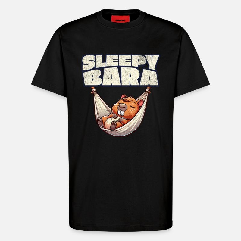 Capybara Sleepybara - T-Shirt - made by SPREAD - SOLID BLACK