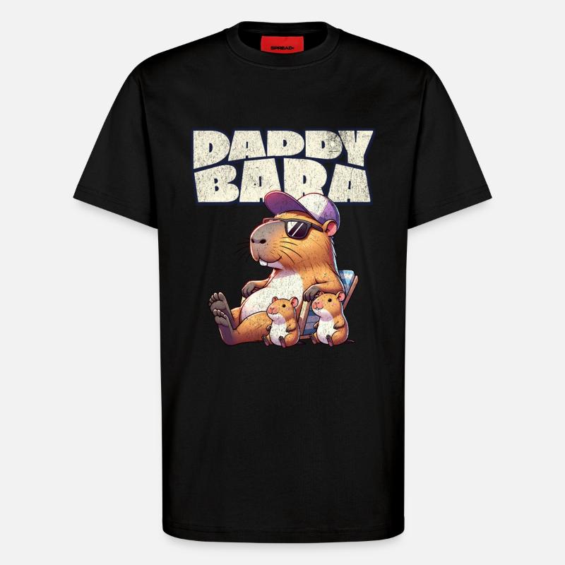 Daddybara Capybara Vater Papa - T-Shirt - made by SPREAD - SOLID BLACK