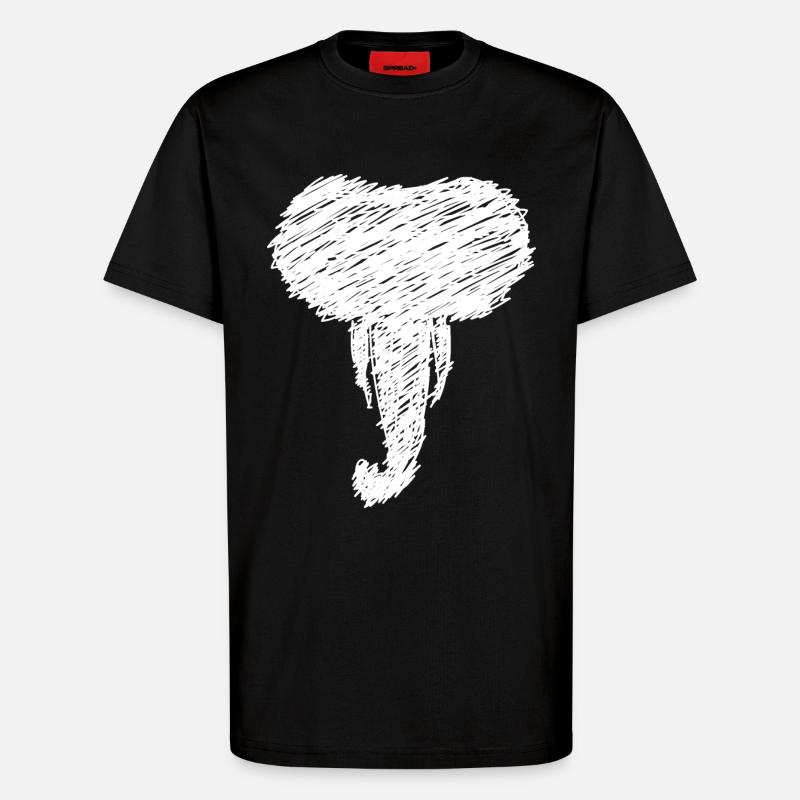 Elephant Drawing Art Gift - T-Shirt - made by SPREAD - SOLID BLACK