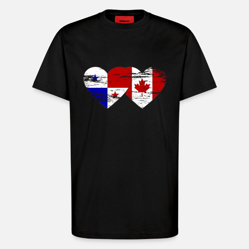 Drapeau du Panama Canada utilisé - T-shirt bio décontracté fabriqué en UE - SOLID BLACK