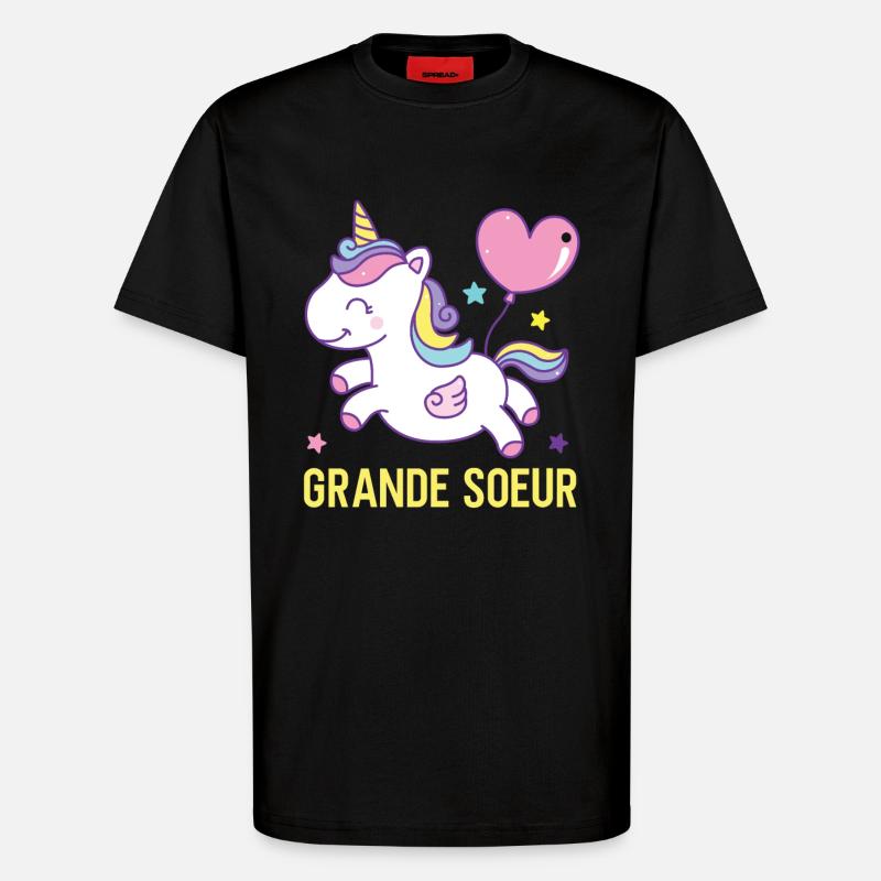 Große Schwester Einhorn - T-Shirt - made by SPREAD - SOLID BLACK