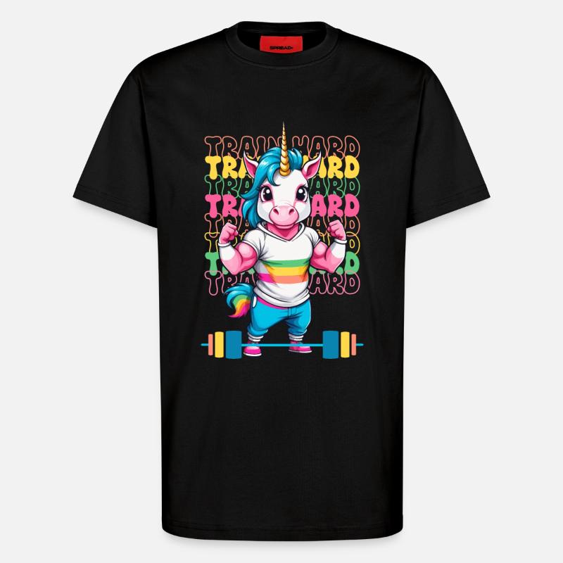 Bodybuilder Einhorn - T-Shirt - made by SPREAD - SOLID BLACK