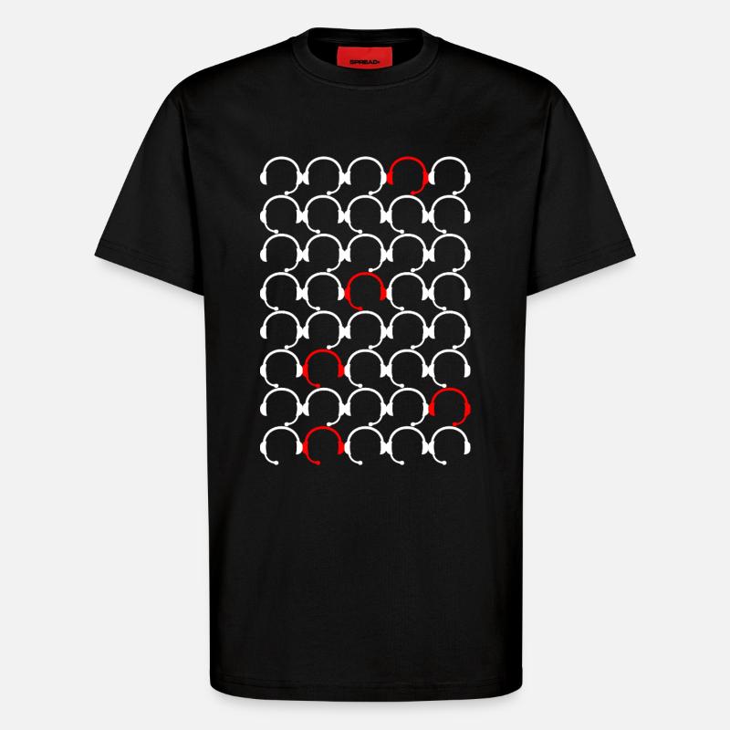 Headset pattern with red accents - T-Shirt - made by SPREAD - SOLID BLACK