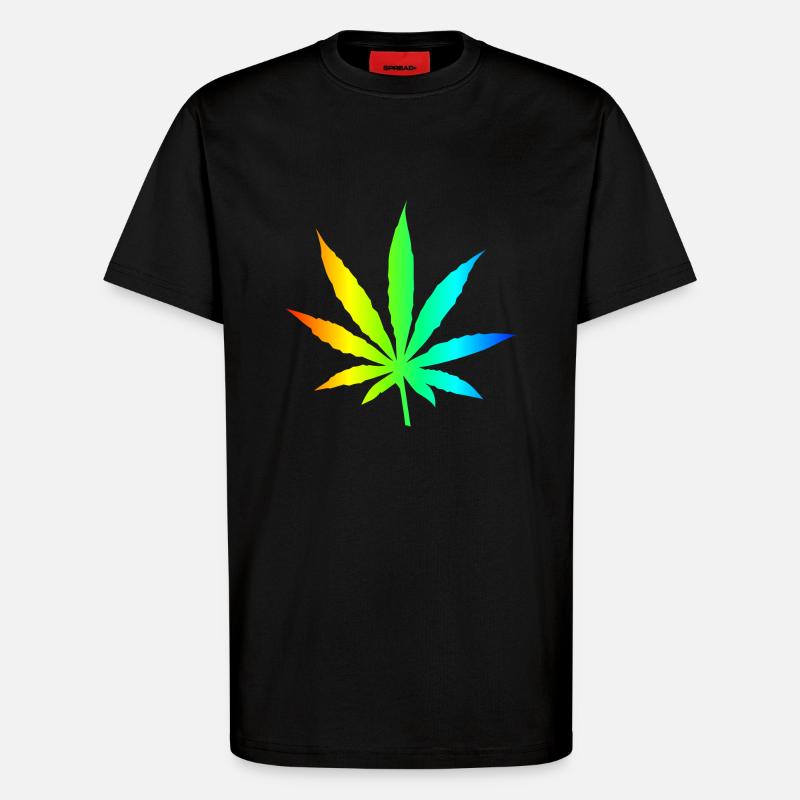 Marihuana-Blatt-Regenbogen - T-Shirt - made by SPREAD - SOLID BLACK