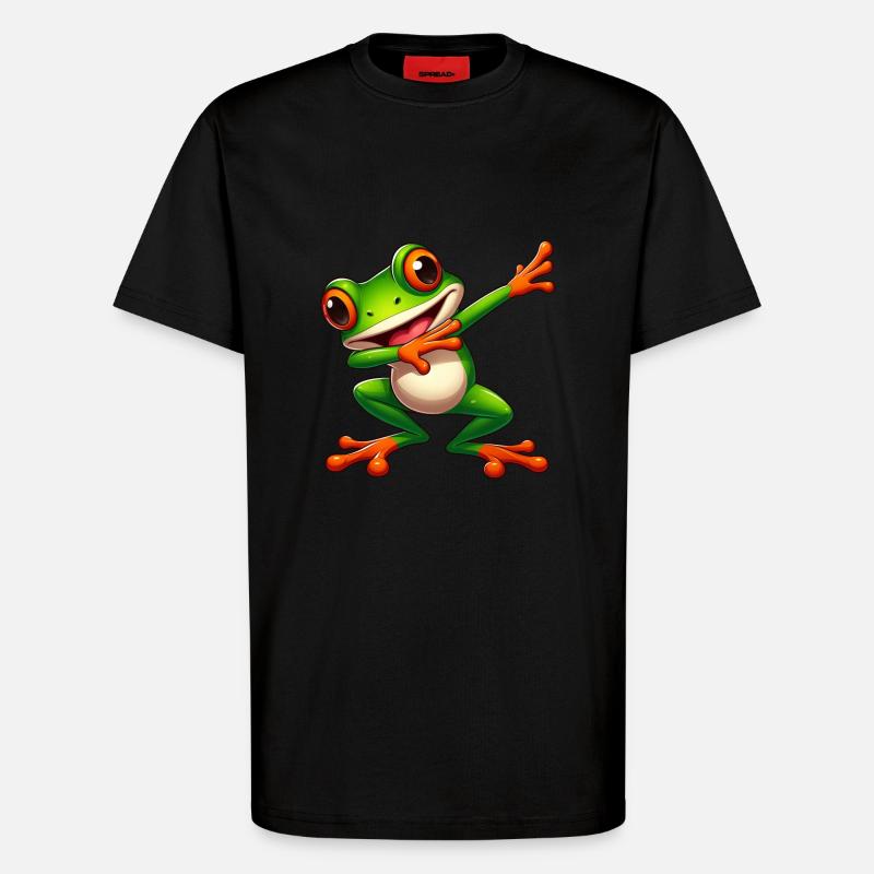Cool Frog Dabbing Toad Style - T-Shirt - made by SPREAD - SOLID BLACK