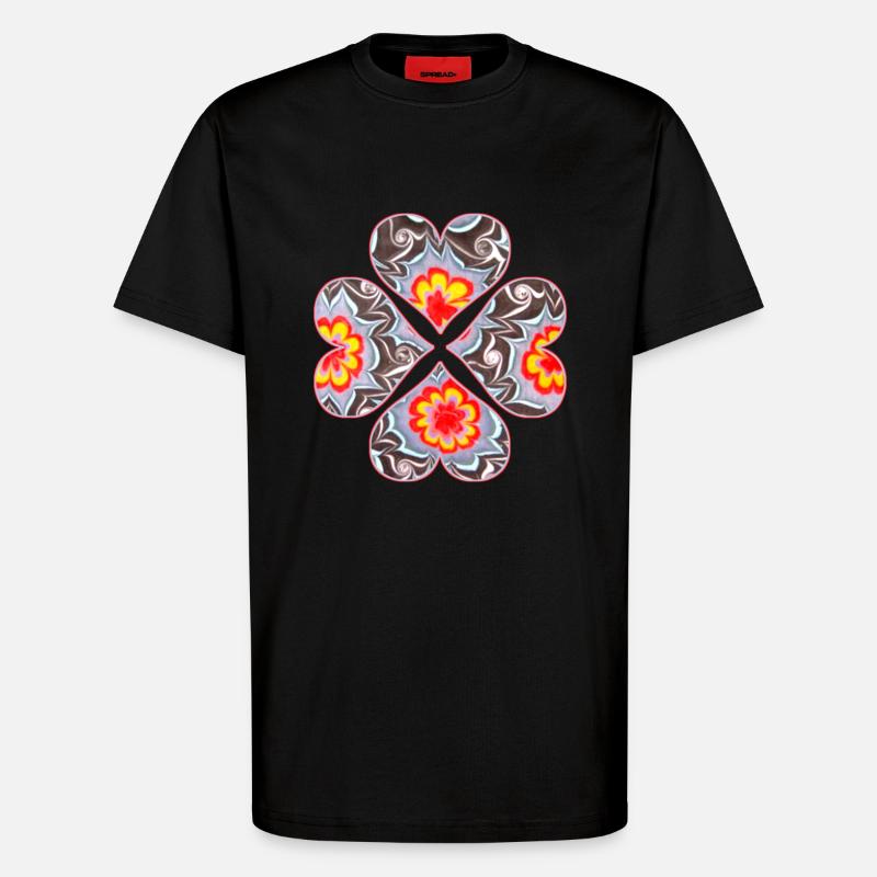 Trèfle 4 Coeurs E 33 - T-shirt bio décontracté fabriqué en UE - SOLID BLACK