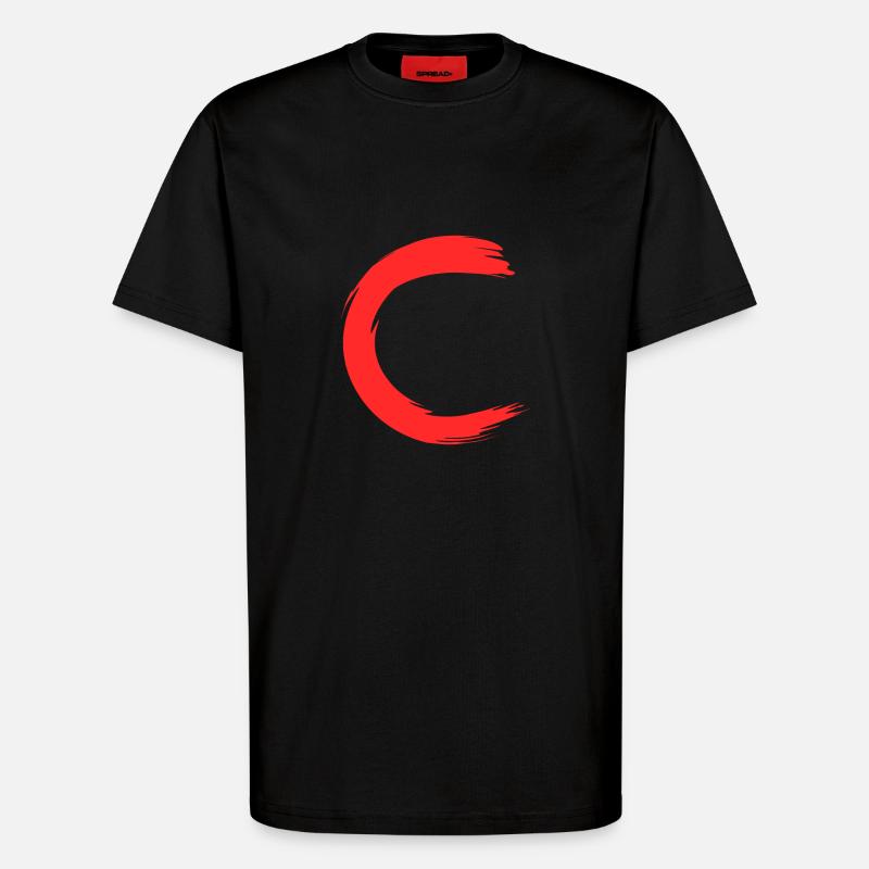 Letter C initial letter name - T-Shirt - made by SPREAD - SOLID BLACK