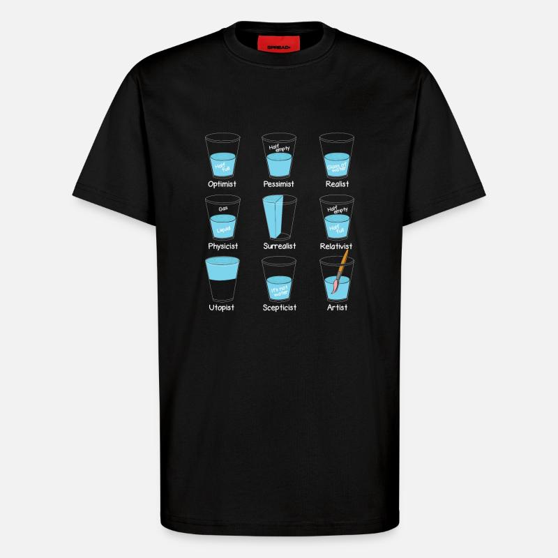 Mindset Wasserglas Einstellung - T-Shirt - made by SPREAD - SOLID BLACK