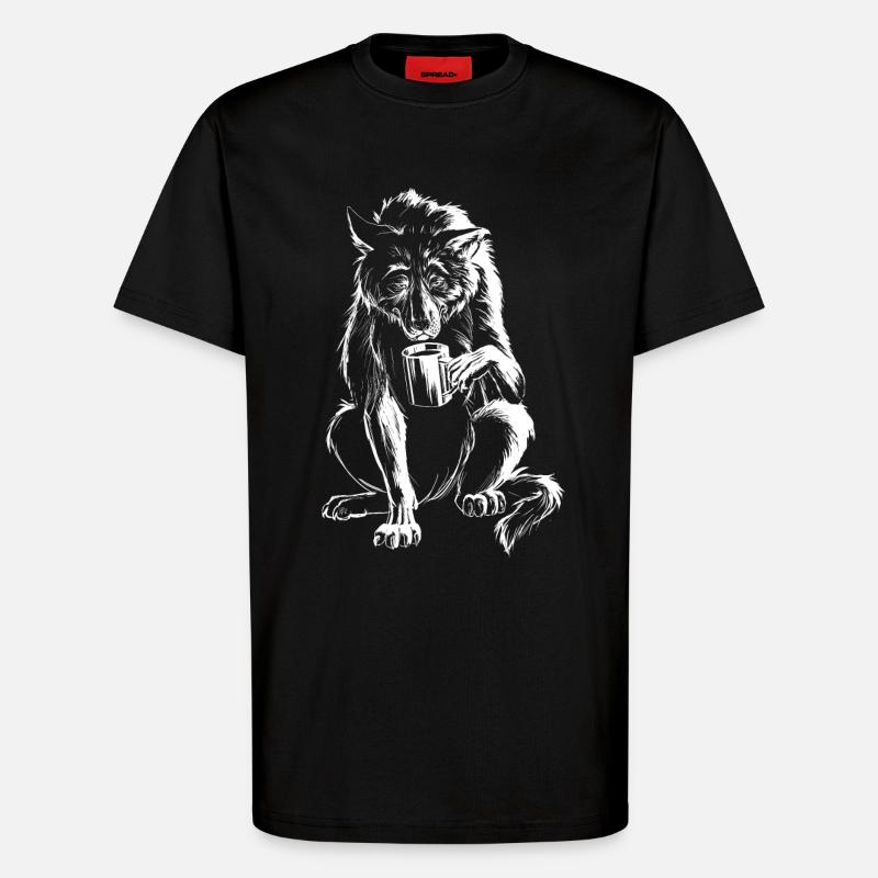 wolf - T-Shirt - made by SPREAD - SOLID BLACK