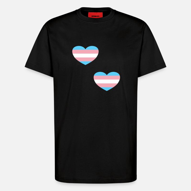 Coeurs de drapeau trans - T-shirt bio décontracté fabriqué en UE - SOLID BLACK