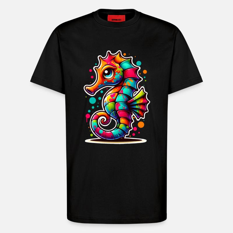 Seepferd Seepferdchen - T-Shirt - made by SPREAD - SOLID BLACK