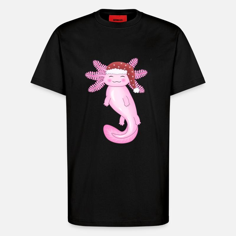 Mignon axolotl de Noël - T-shirt bio décontracté fabriqué en UE - SOLID BLACK
