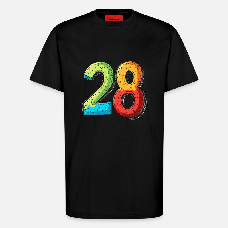 28 Zahl Comic - T-Shirt - made by SPREAD - SOLID BLACK