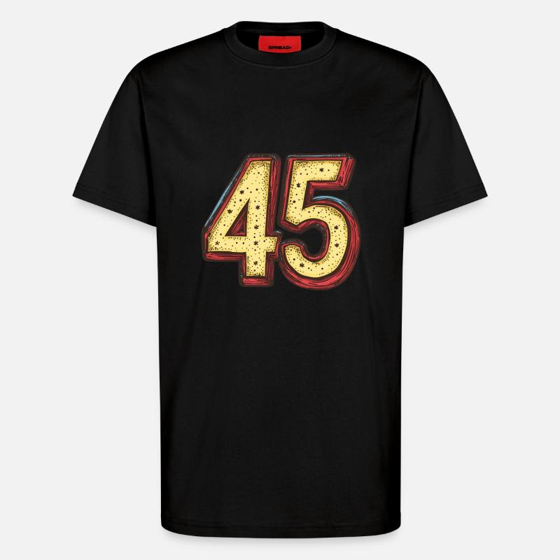 45 Zahl Comic - T-Shirt - made by SPREAD - SOLID BLACK