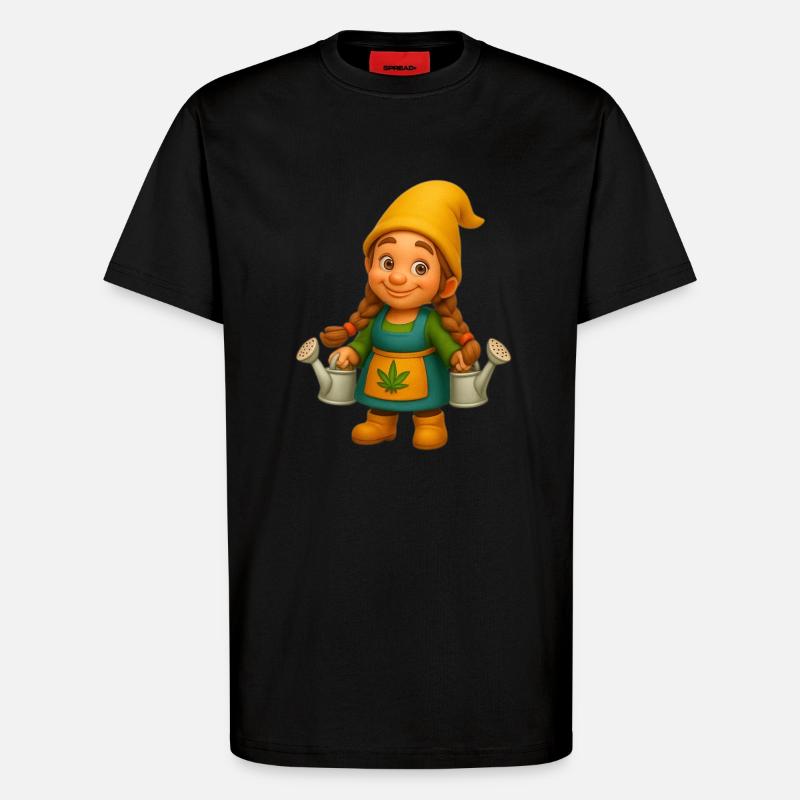 Zwergin mit Gießkannen - T-Shirt - made by SPREAD - SOLID BLACK