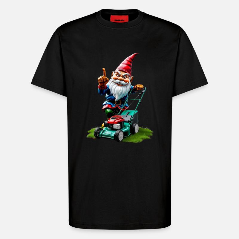 Rasenmäher Gartenzwerg Gärtner Geschenkideen - T-Shirt - made by SPREAD - SOLID BLACK