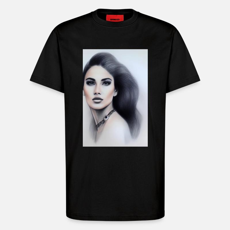 Frau mit Schmuck - T-Shirt - made by SPREAD - SOLID BLACK