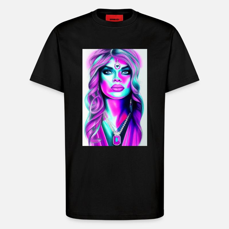 Frau mit Schmuck - T-Shirt - made by SPREAD - SOLID BLACK