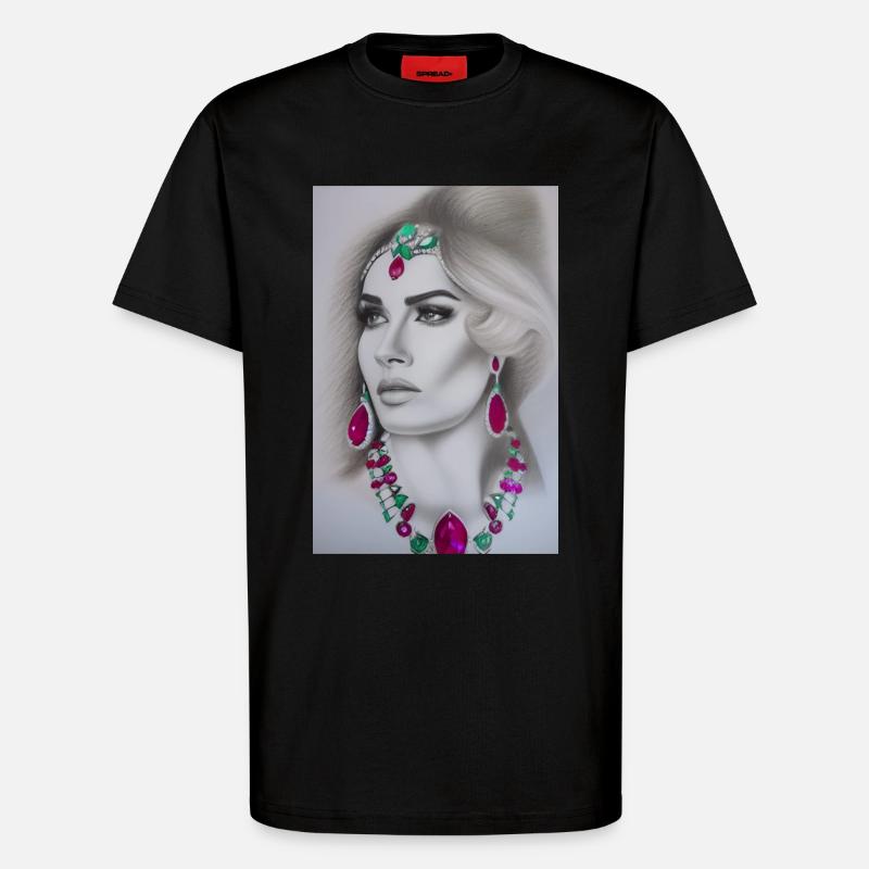 Frau mit Schmuck - T-Shirt - made by SPREAD - SOLID BLACK