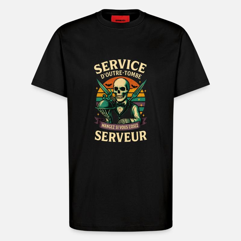 Restaurant Server - Halloween Skeleton - T-Shirt - made by SPREAD - SOLID BLACK