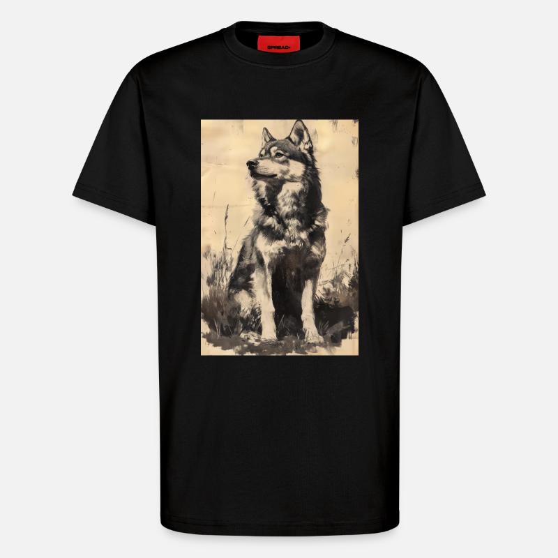 Illustration eines Wolfes - T-Shirt - made by SPREAD - SOLID BLACK