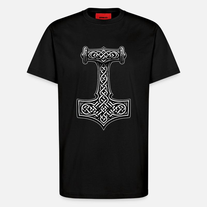Mjölnir Viking knot symbol - T-Shirt - made by SPREAD - SOLID BLACK