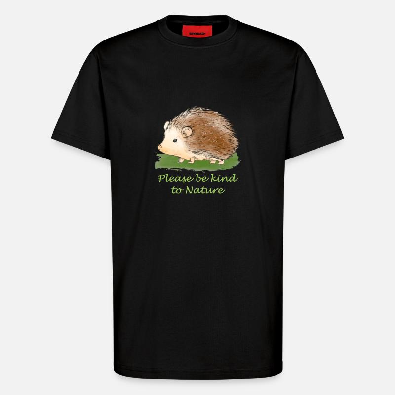 Naturschutz Igel - T-Shirt - made by SPREAD - SOLID BLACK