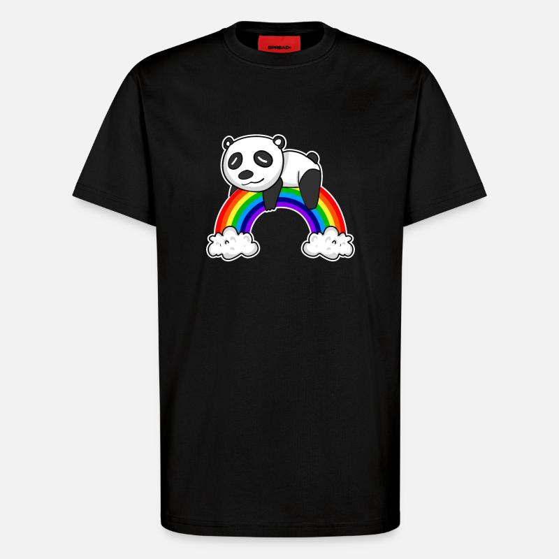 Regenbogen Panda - T-Shirt - made by SPREAD - SOLID BLACK