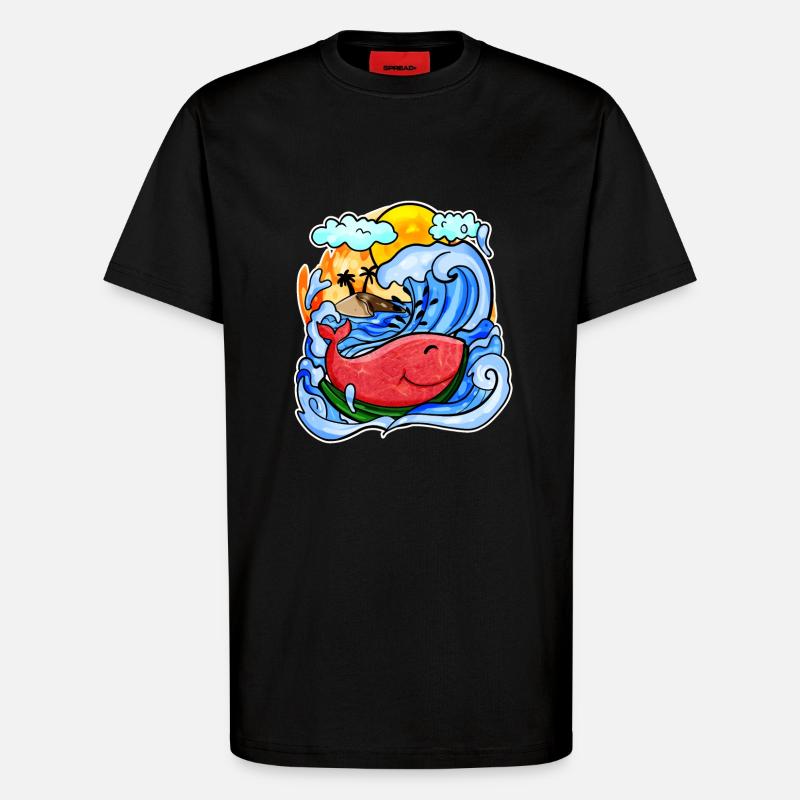 Baleine pastèque - T-shirt bio décontracté fabriqué en UE - SOLID BLACK