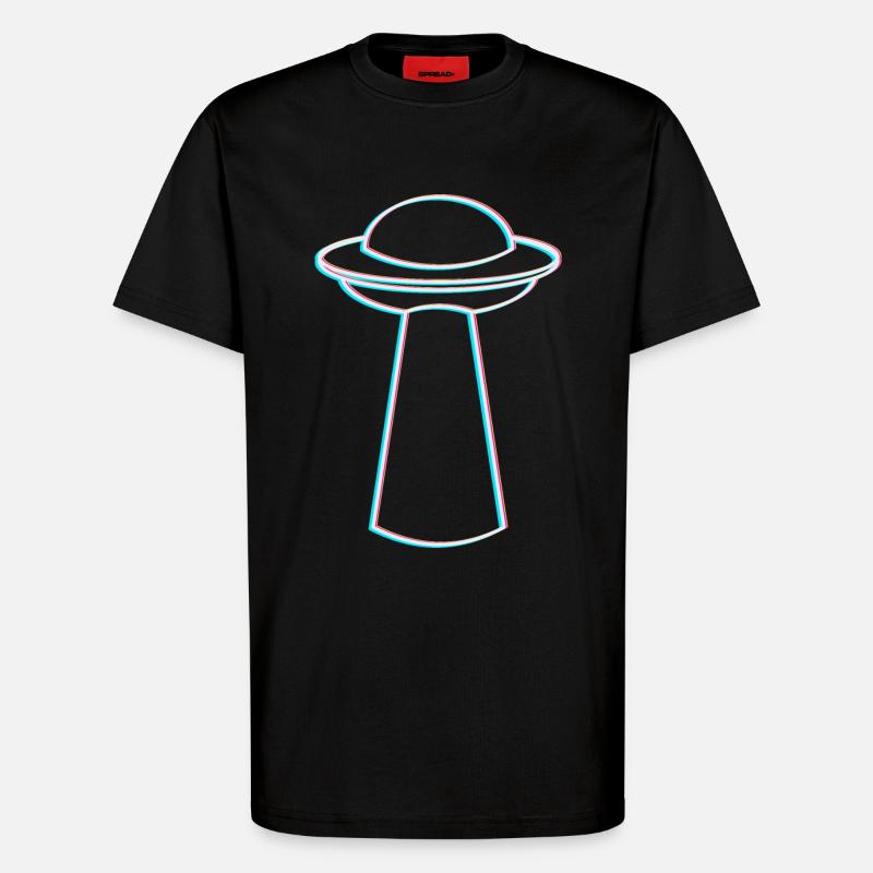 UFO Glitch – Rave & Techno Vibes - T-Shirt - made by SPREAD - SOLID BLACK